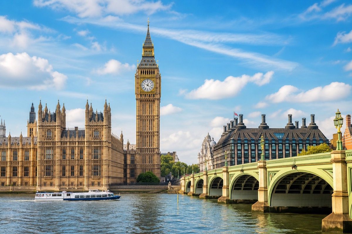 London skyline with Big Ben in the United Kingdom